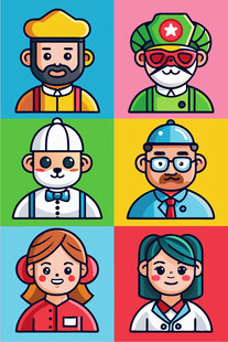 多样职业卡通人物形象