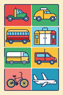 多彩交通工具图标集合