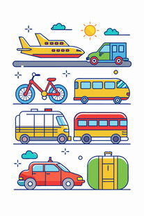 多样交通工具与旅行元素
