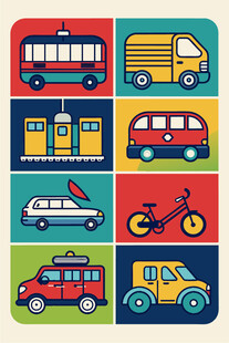 多彩交通工具图标集合