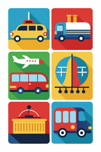 多彩交通工具图标集合