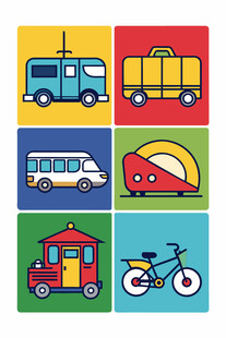 多彩交通工具图标集合