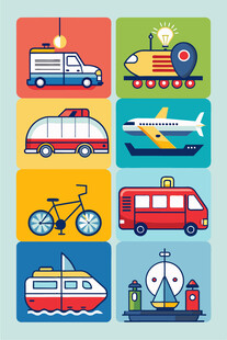 多样交通工具图标集合