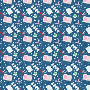 蓝色底多彩图案无缝背景