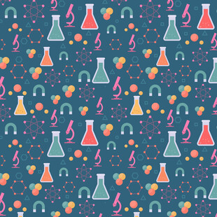 化学实验元素无缝图案背景