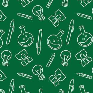 绿色手绘学习科研元素图案