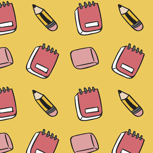 可爱文具无缝图案背景