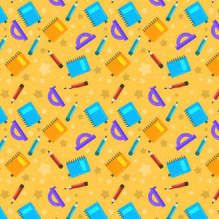 多彩文具图案背景