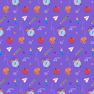 紫色背景的学习元素图案