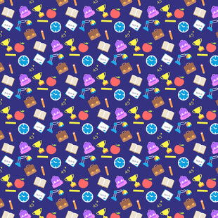 多彩卡通图案无缝背景图