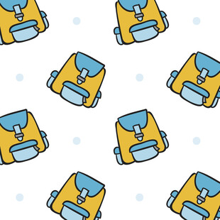 卡通黄色背包无缝图案