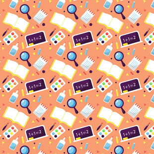 卡通风格学习用品图案背景