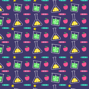 化学实验元素无缝图案背景