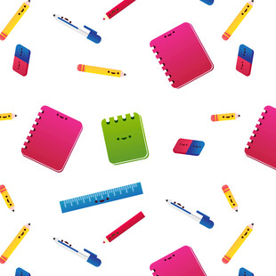 多彩文具图案背景