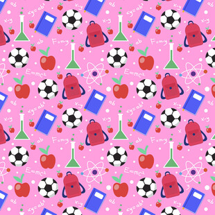 粉色背景的多彩运动元素图案