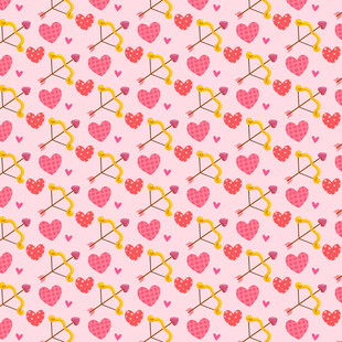 粉色爱心弓箭图案背景