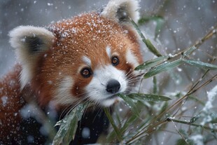 小熊猫进食瞬间