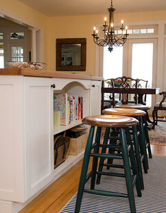 温馨厨房吧台与高脚凳