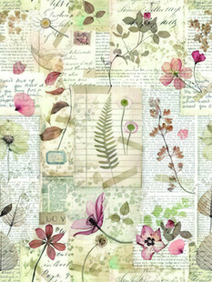 复古花卉植物拼贴图案