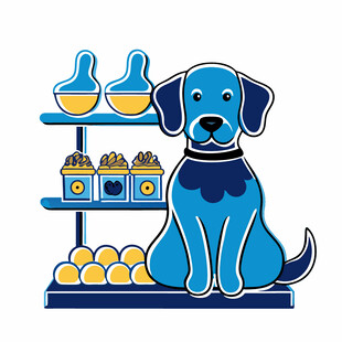 可爱蓝狗与宠物用品