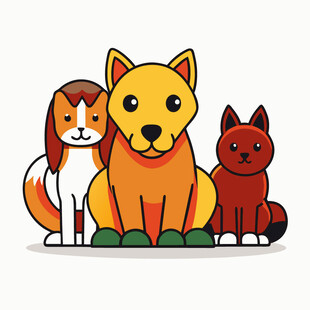 三只可爱狗狗的插画形象