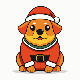 穿圣诞装的可爱小狗