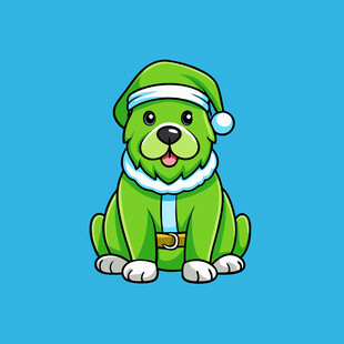 圣诞绿狗卡通形象