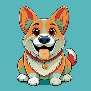 可爱柯基犬插画