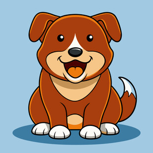 可爱小狗坐着咧嘴笑