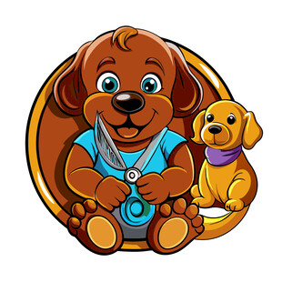 可爱狗狗与相机的温馨画面