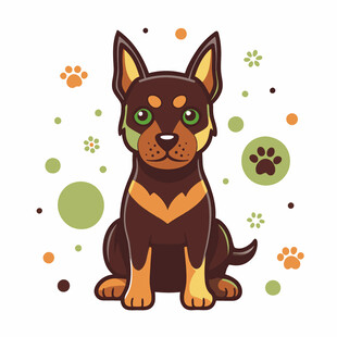 可爱坐姿小狗插画