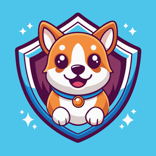 可爱狗狗盾牌卡通形象