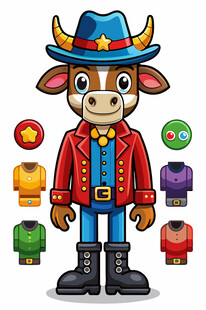 牛仔牛形象及多样服饰