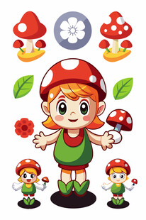 蘑菇女孩卡通形象设计