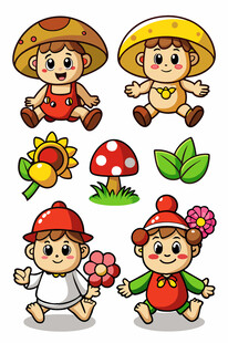 蘑菇小精灵卡通形象集合