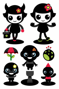 可爱黑精灵角色插画集合