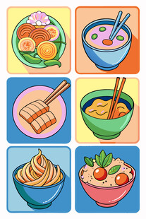 多彩亚洲风味美食拼盘