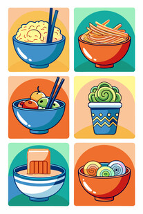 多彩面食美食插画集合