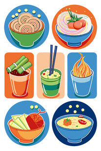 多彩美食图标集