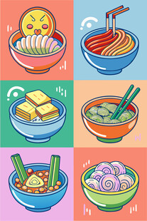 多彩美味面食插画集