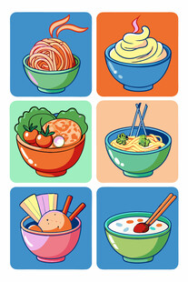 多彩美味面食插画集