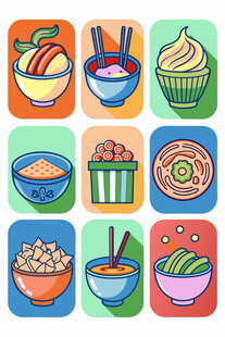 多彩美食图标集合