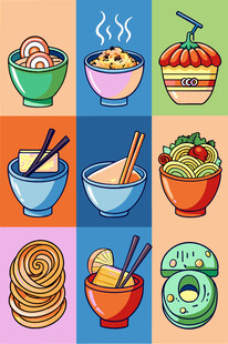 多彩中式美食插画