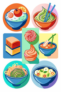 多彩美味食物插画