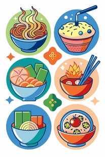 多彩美食图标集合