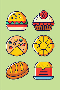 多彩美味的各式食物集合