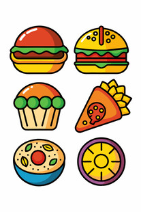 多彩卡通美味食物集合