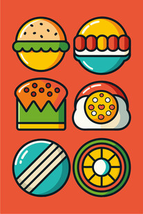 多彩卡通美食图标集合