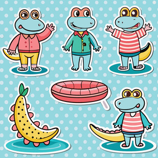 可爱青蛙与夏日物品