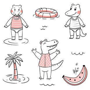 卡通动物夏日清凉元素